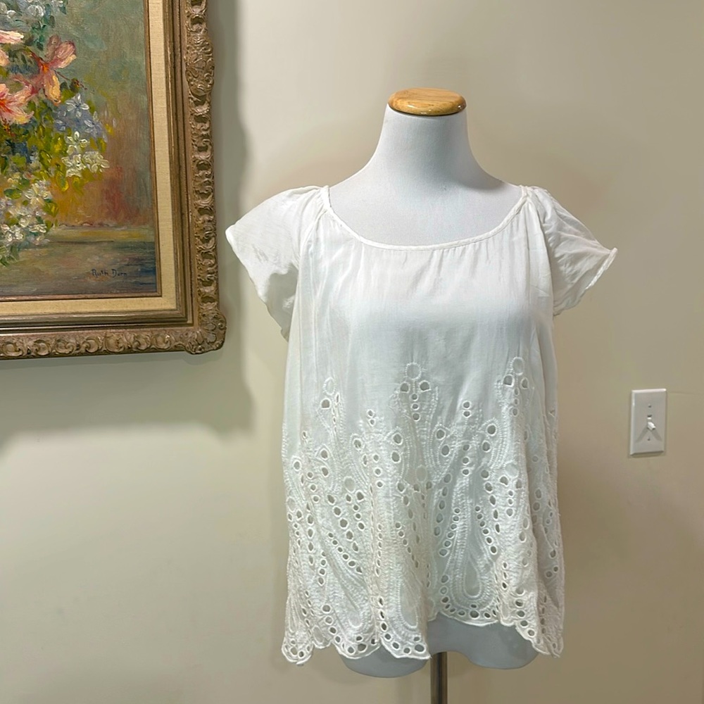 Chelsea 28 flutter sleeve cotton/silk blend blouse
